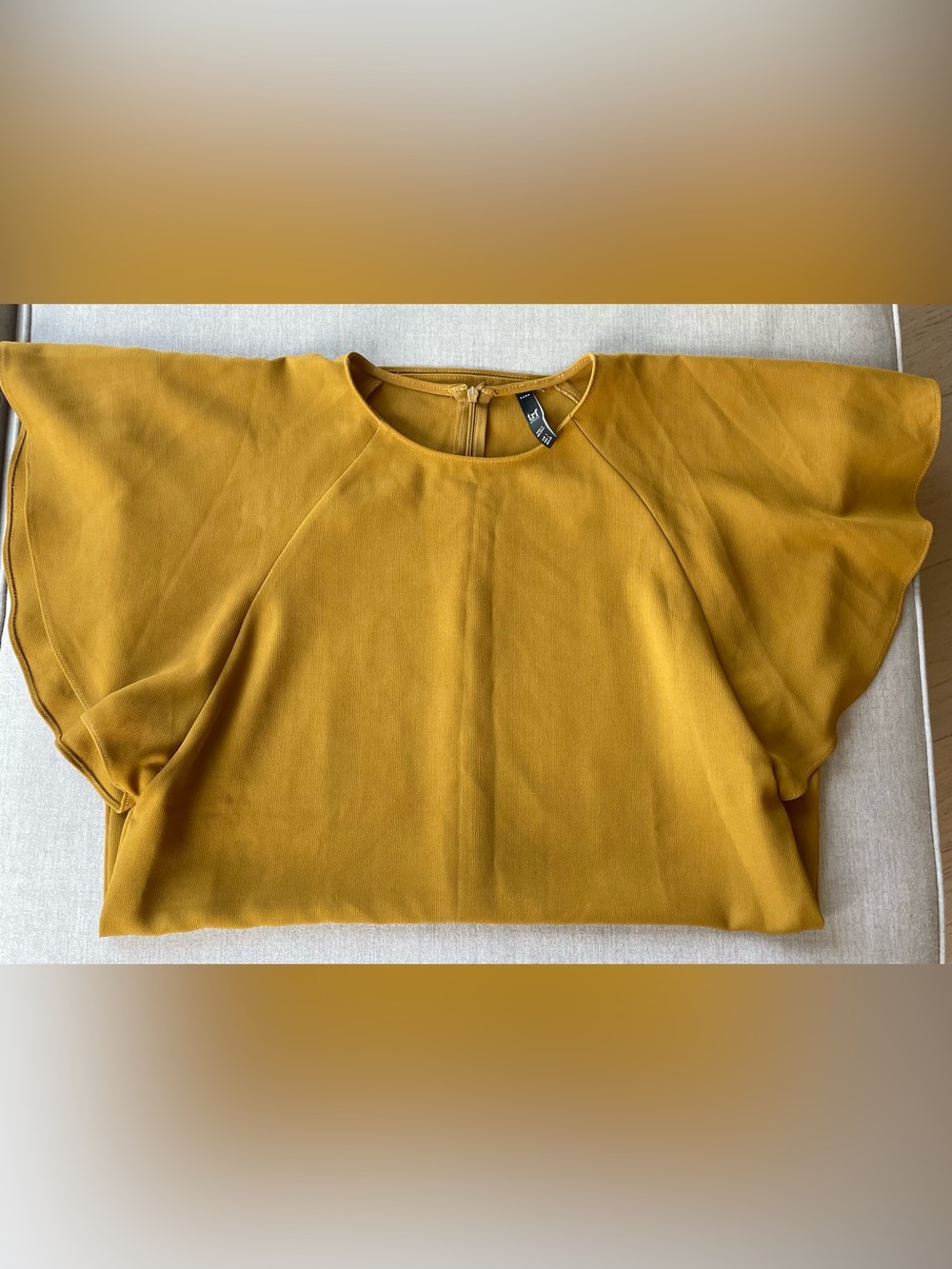 Zara Ochre Yellow Midi Dress with Flutter Sleeves